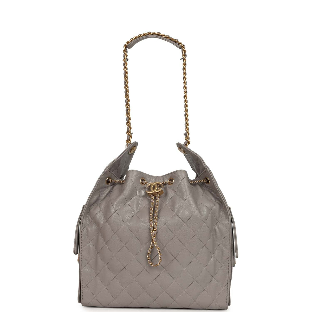 Chanel Medium 25 Hobo Bag Dark Grey Caviar Antique Gold Hardware