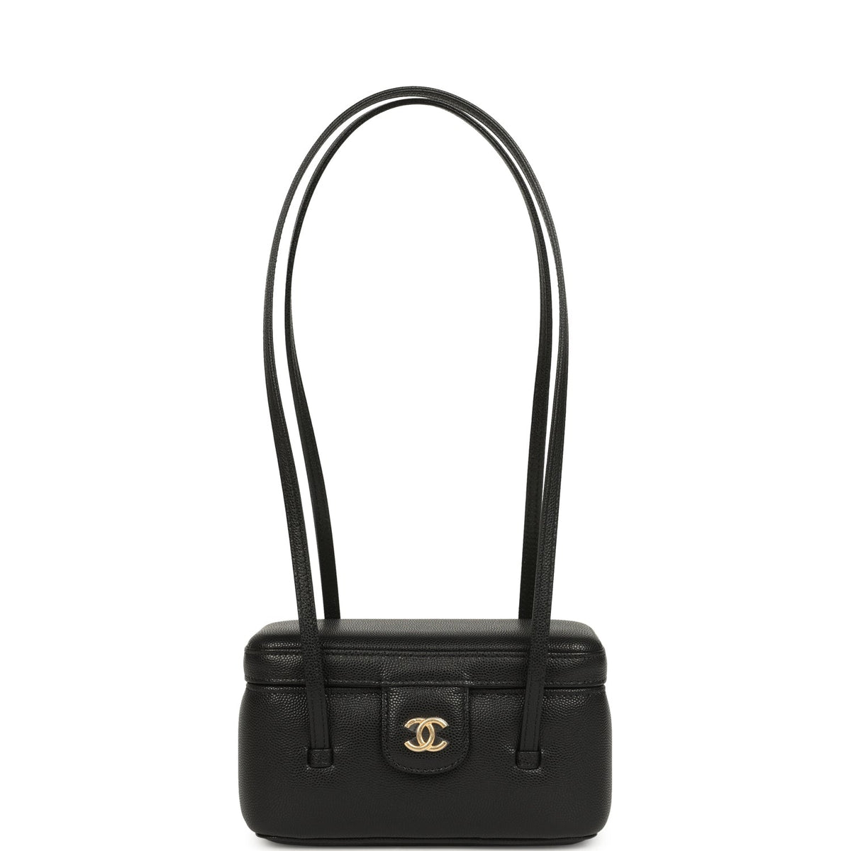 Chanel Preppy Coco Long Vanity with Straps Black Shiny Caviar Brushed Gold Hardware