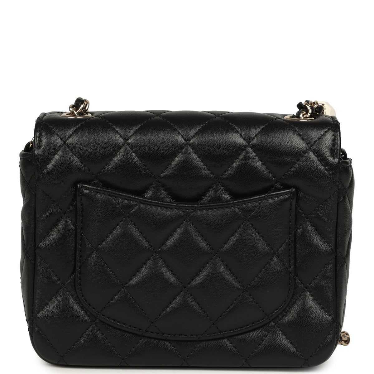Pre-owned Chanel Heart Charms Mini Square Flap Bag Black Lambskin Enamel Light Gold Hardware