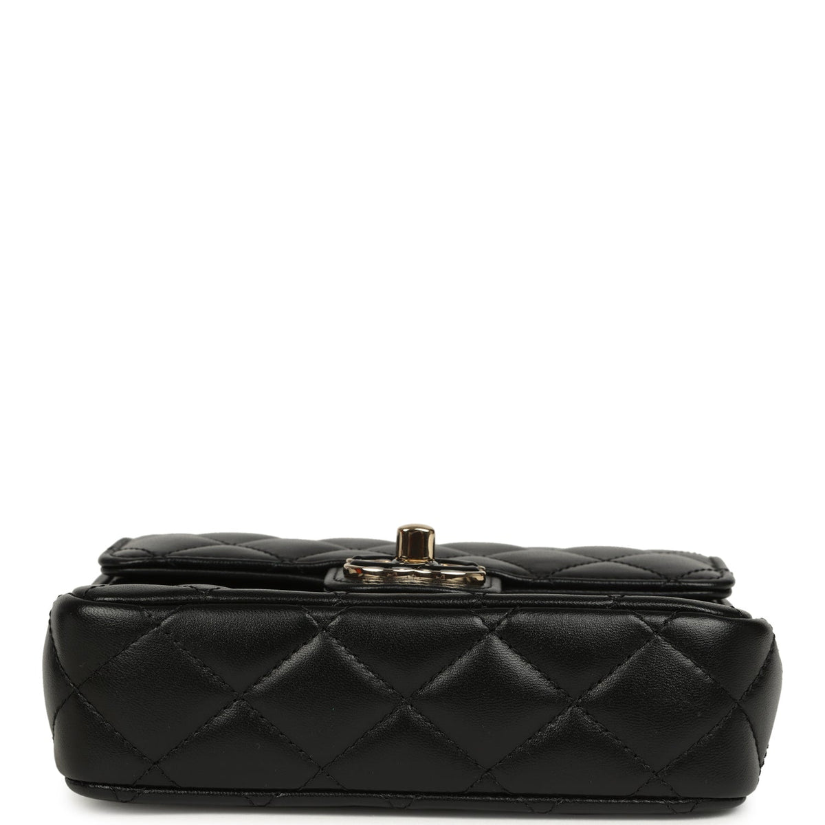 Pre-owned Chanel Heart Charms Mini Square Flap Bag Black Lambskin Enamel Light Gold Hardware