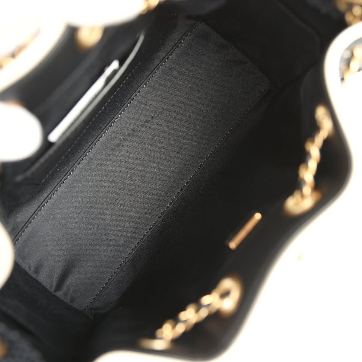 Chanel Mini 25 Hobo Bag Black Raffia and White Calfskin Antique Gold Hardware