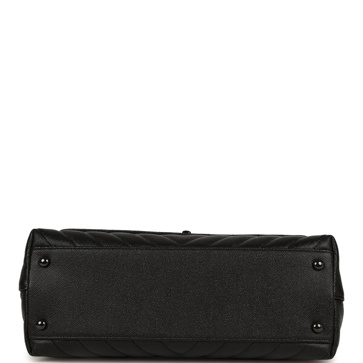 Chanel Medium Chevron Coco Handle So Black Shiny Caviar Black Hardware