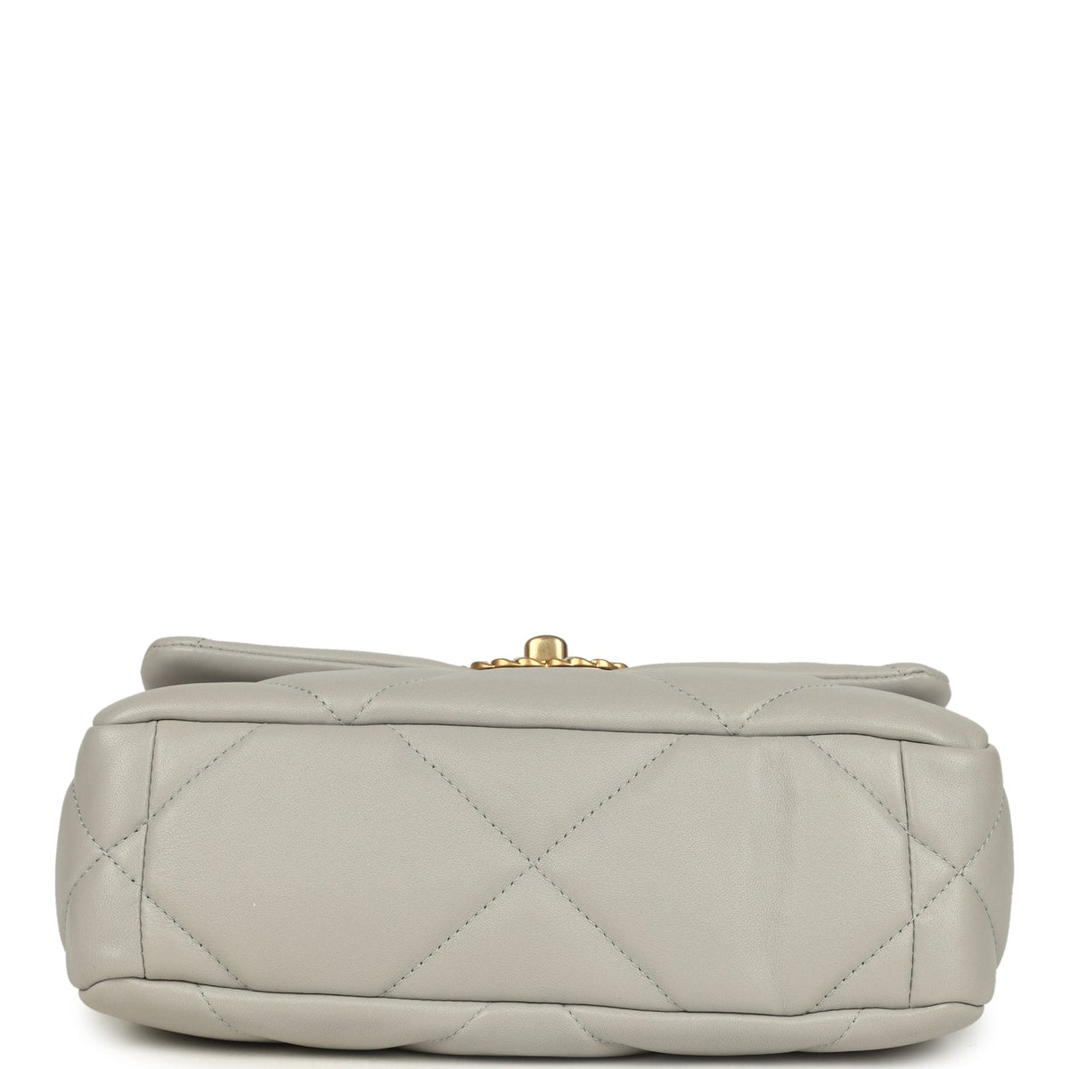 Pre-owned Chanel Medium 19 Flap Bag Grey Shiny Lambskin Mixed Metal Hardware