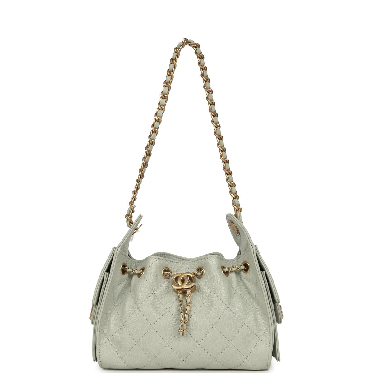 Chanel Mini 25 Hobo Bag Light Green Caviar Antique Gold Hardware