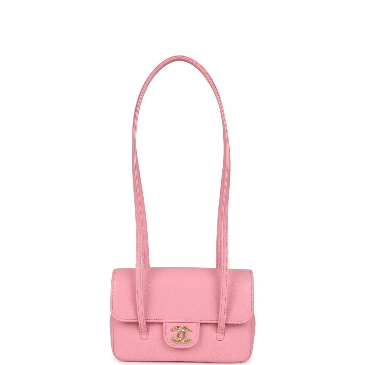Chanel Mini Preppy Coco Clutch with Straps Pink Shiny Caviar Brushed Gold Hardware