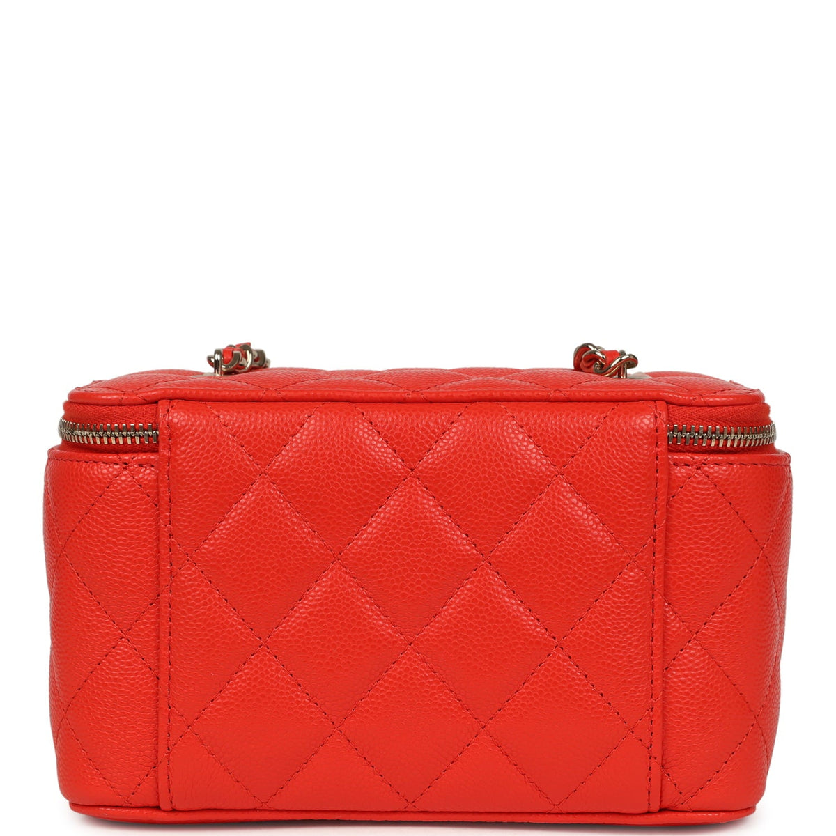 Chanel Small Classic Vanity Case Red Shiny Caviar Light Gold Hardware
