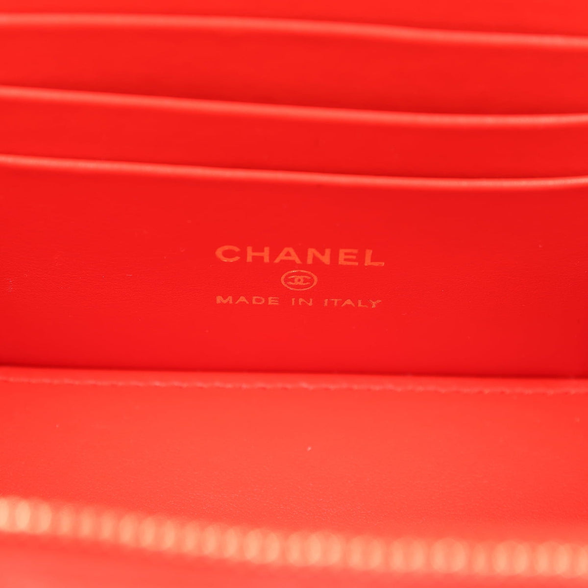 Chanel Small Classic Vanity Case Red Shiny Caviar Light Gold Hardware