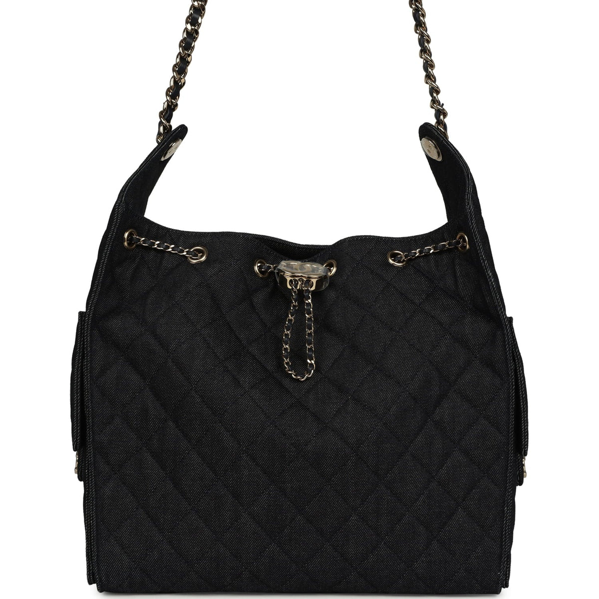 Chanel Medium 25 Hobo Bag Dark Denim Light Gold Hardware