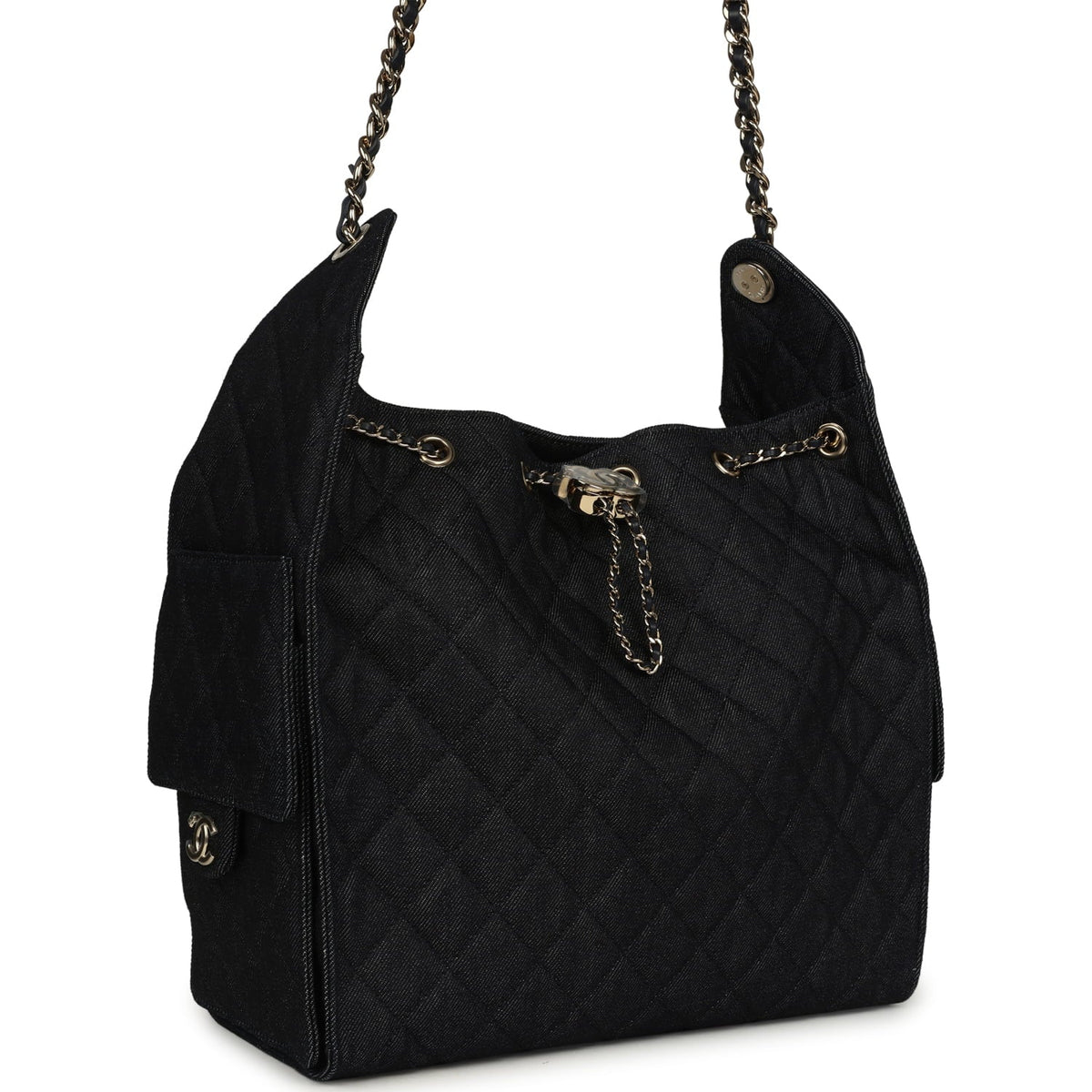 Chanel Medium 25 Hobo Bag Dark Denim Light Gold Hardware