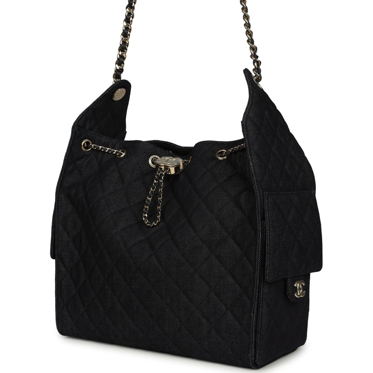 Chanel Medium 25 Hobo Bag Dark Denim Light Gold Hardware