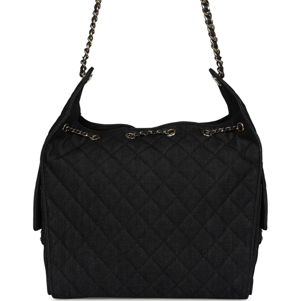 Chanel Medium 25 Hobo Bag Dark Denim Light Gold Hardware
