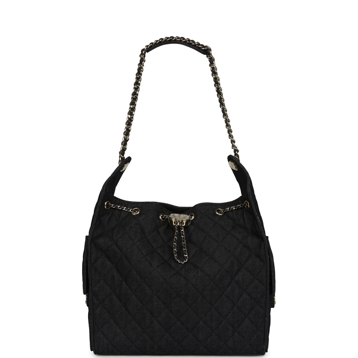 Chanel Medium 25 Hobo Bag Dark Denim Light Gold Hardware