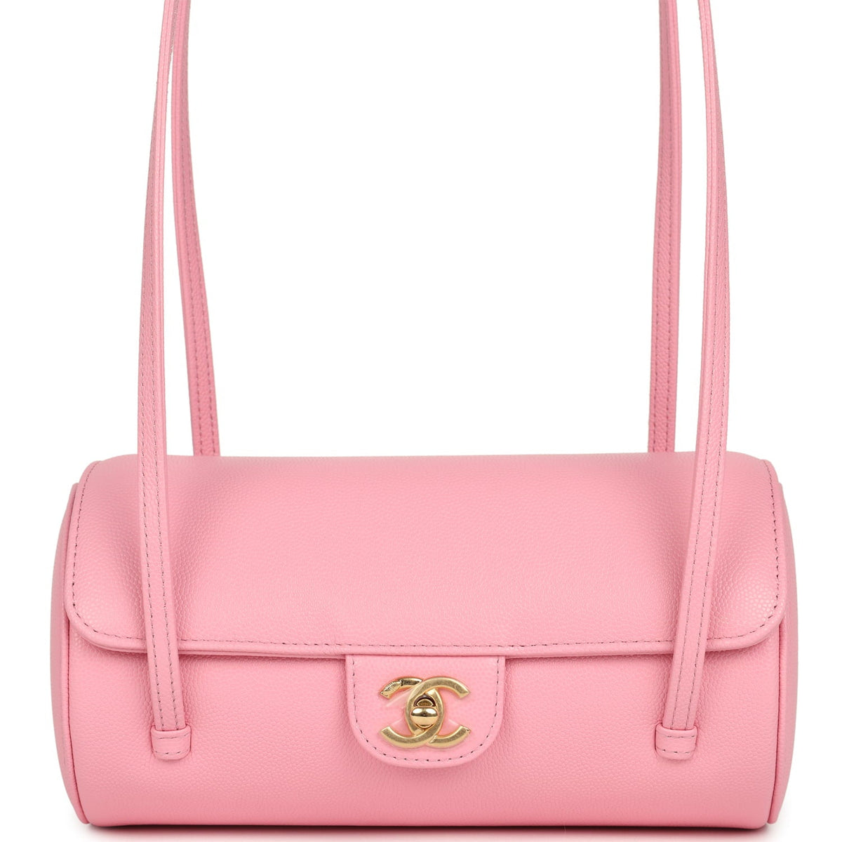 Chanel Preppy Coco Bowling Bag Pink Shiny Caviar Brushed Gold Hardware