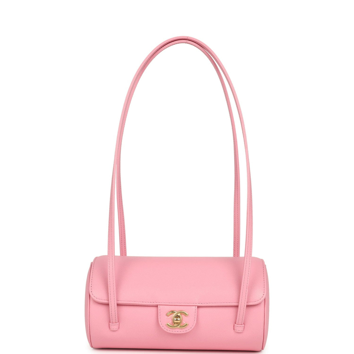 Chanel Preppy Coco Bowling Bag Pink Shiny Caviar Brushed Gold Hardware