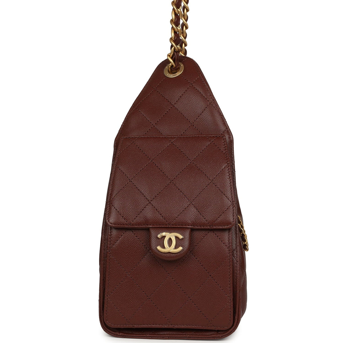 Chanel Small 25 Hobo Bag Brown Caviar Antique Gold Hardware