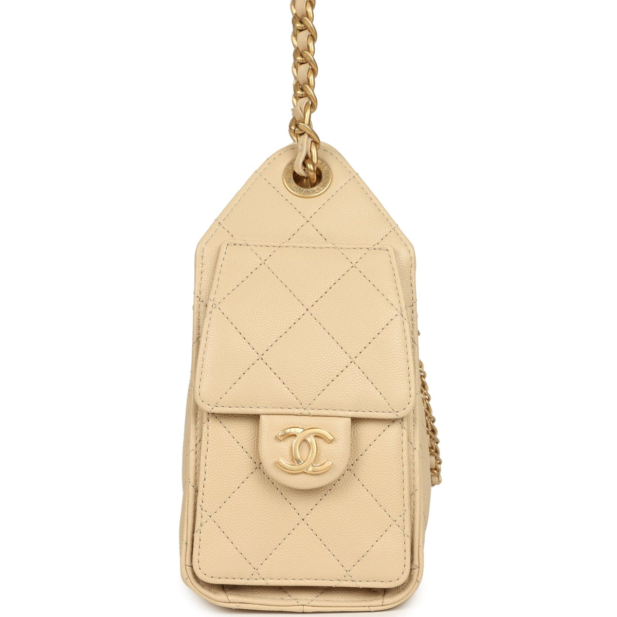 Chanel Mini 25 Hobo Bag Light Beige Caviar Antique Gold Hardware