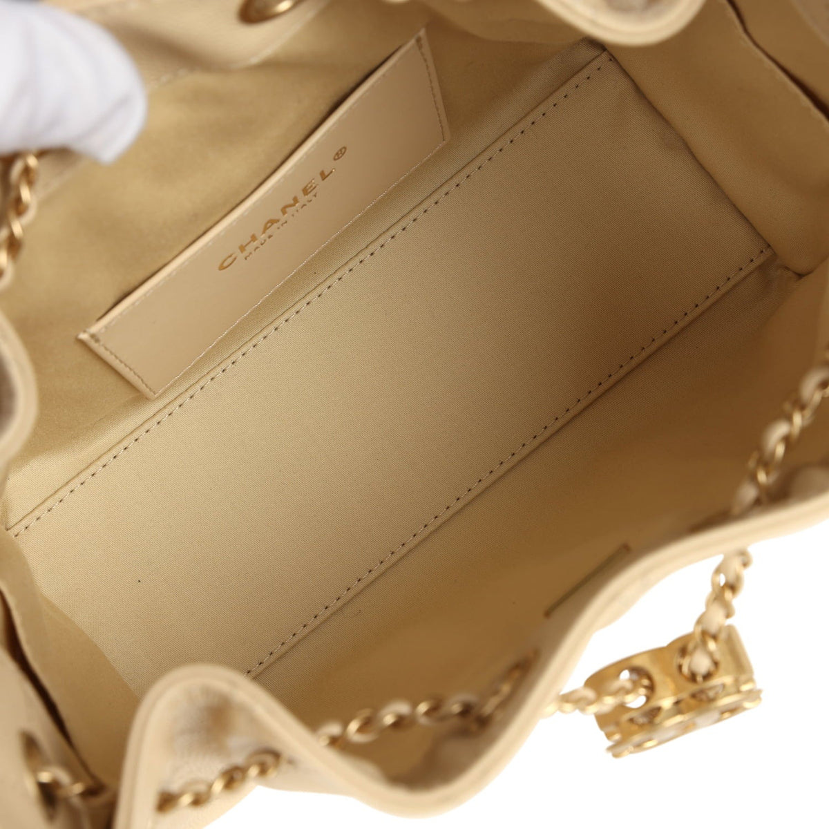 Chanel Mini 25 Hobo Bag Light Beige Caviar Antique Gold Hardware
