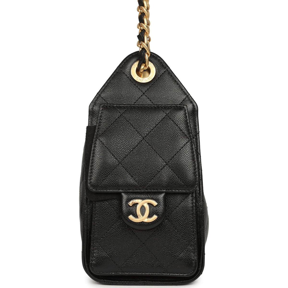 Chanel Mini 25 Hobo Bag Black Caviar Antique Gold Hardware