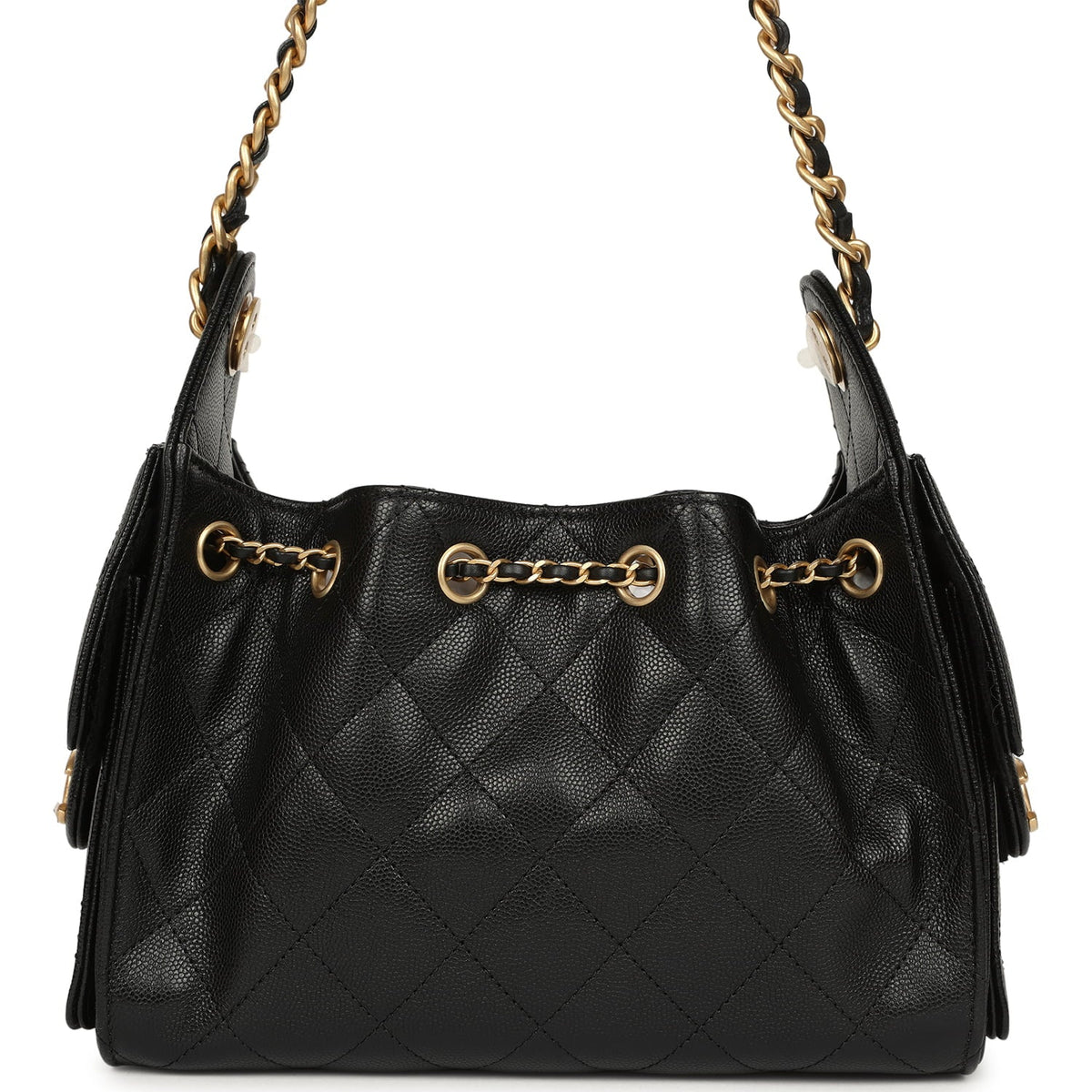Chanel Mini 25 Hobo Bag Black Caviar Antique Gold Hardware