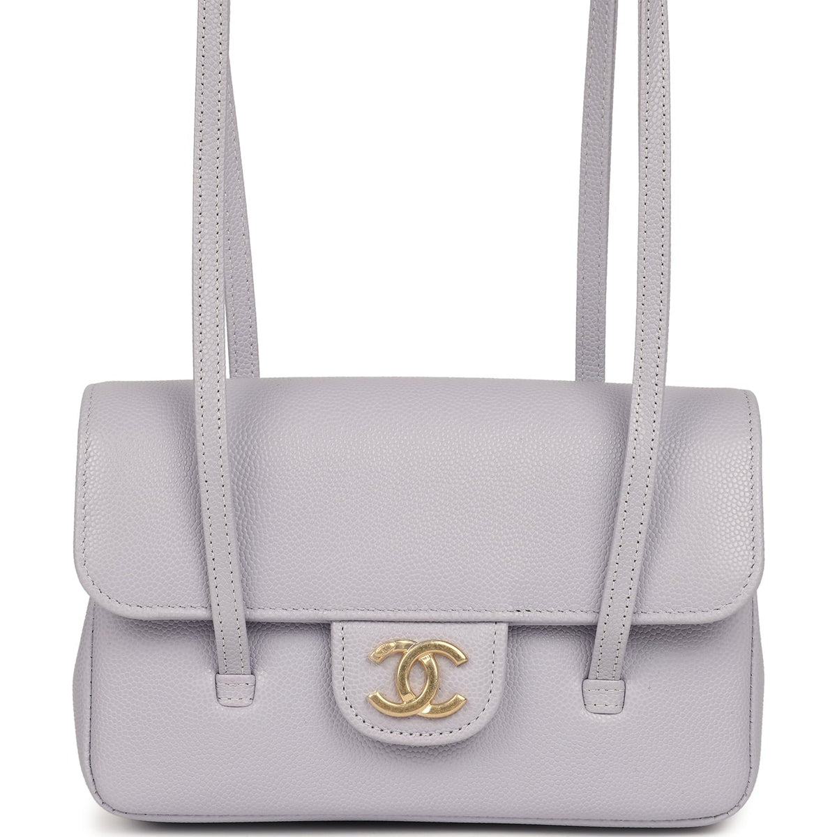 Chanel Mini Preppy Coco Clutch with Straps Light Purple Shiny Caviar Brushed Gold Hardware