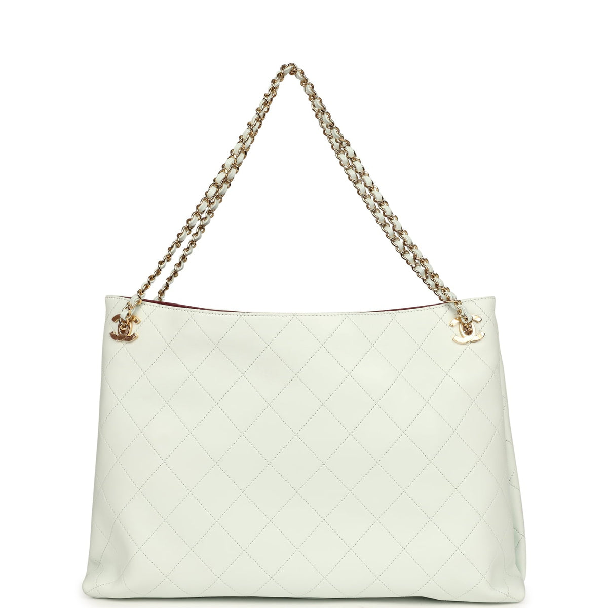 Chanel Large "Eyes on You" CC Shopping Bag Light Blue Lambskin Gold Hardware