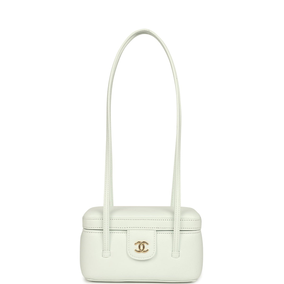 Chanel Preppy Coco Long Vanity with Straps Light Blue Shiny Caviar Brushed Gold Hardware