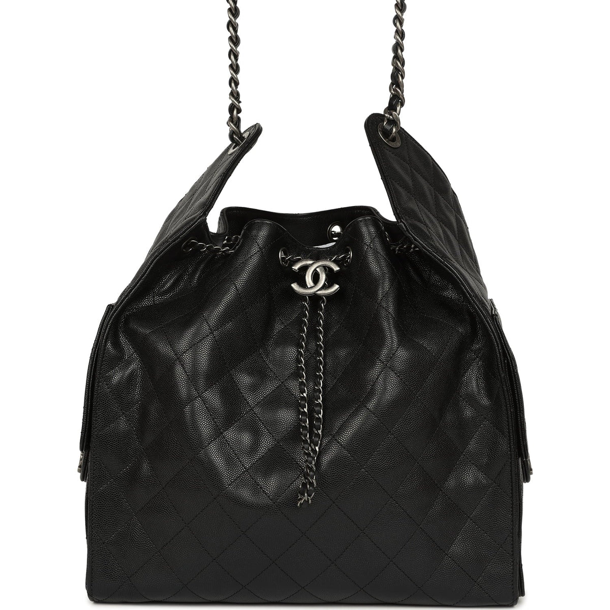 Chanel Medium 25 Hobo Bag Black Caviar Aged Ruthenium Hardware