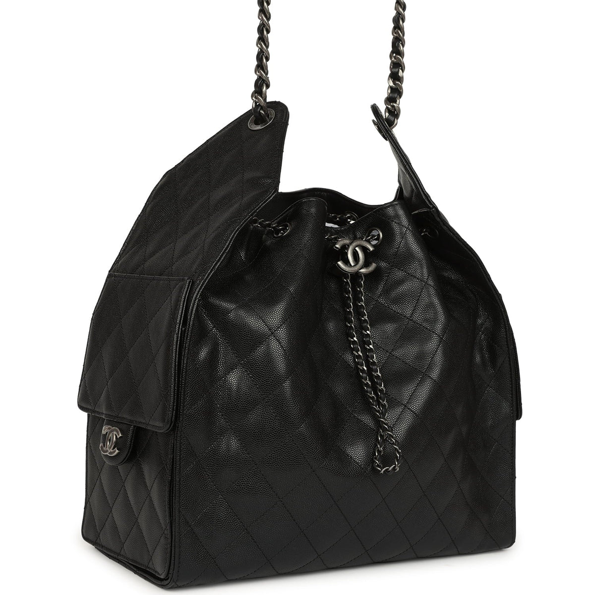 Chanel Medium 25 Hobo Bag Black Caviar Aged Ruthenium Hardware