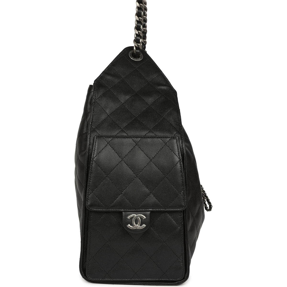 Chanel Medium 25 Hobo Bag Black Caviar Aged Ruthenium Hardware