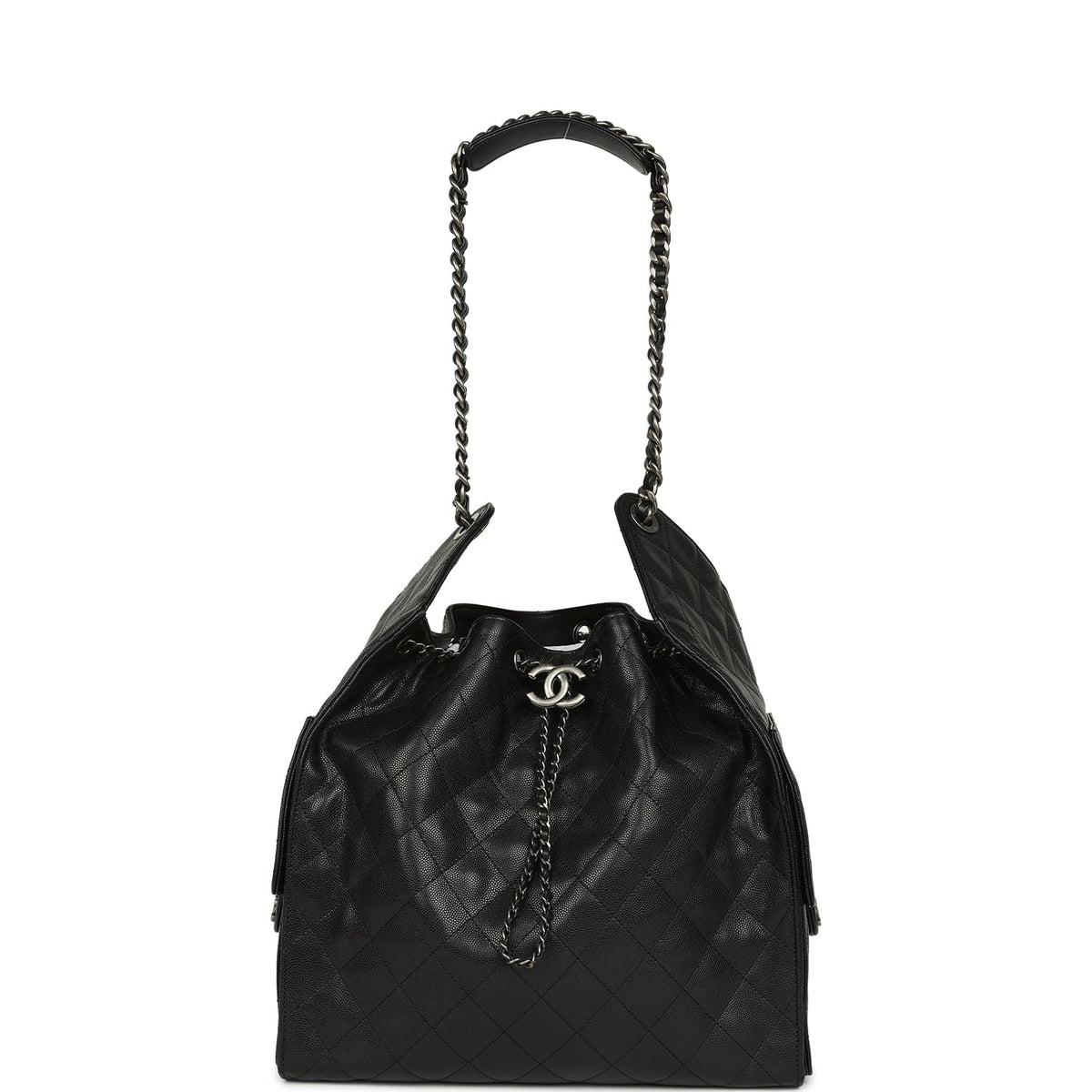 Chanel Medium 25 Hobo Bag Black Caviar Aged Ruthenium Hardware