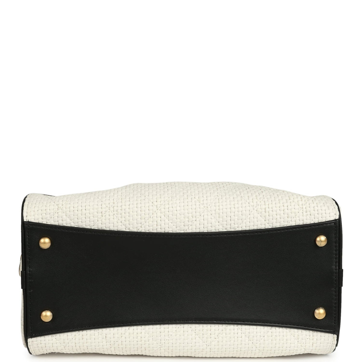 Chanel Small 25 Hobo Bag White Raffia and Black Calfskin Antique Gold Hardware