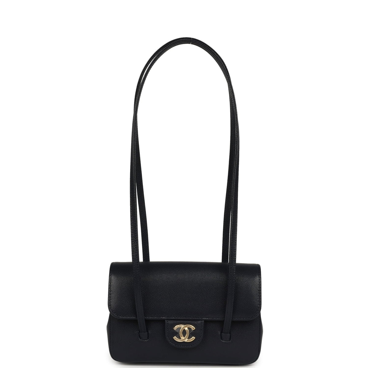 Chanel Mini Preppy Coco Clutch with Straps Navy Blue Shiny Caviar Brushed Gold Hardware