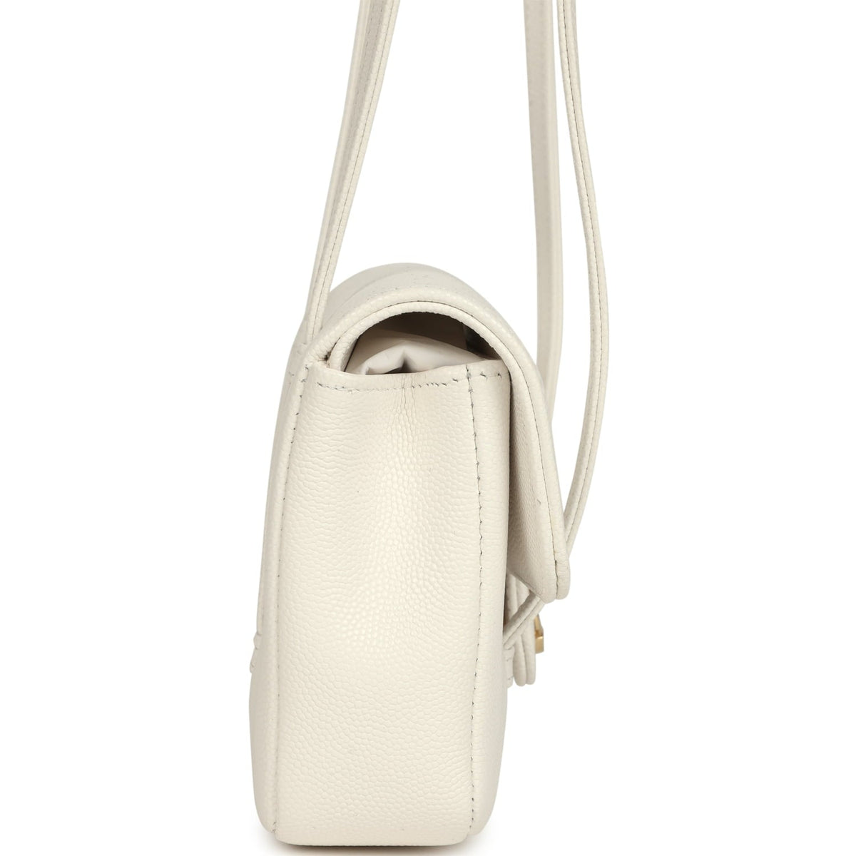 Chanel Mini Preppy Coco Clutch with Straps White Shiny Caviar Brushed Gold Hardware