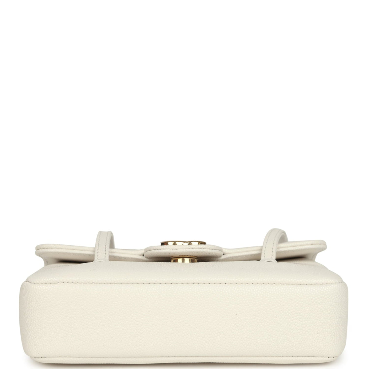 Chanel Mini Preppy Coco Clutch with Straps White Shiny Caviar Brushed Gold Hardware