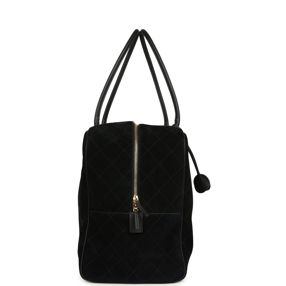 Chanel Maxi "Perfect Bowling" Bag Black Suede Gold Hardware