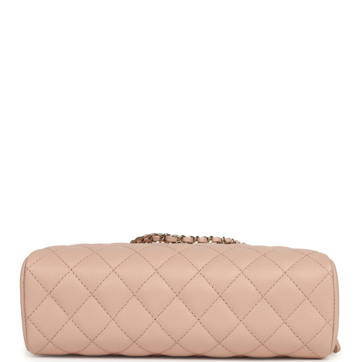 Chanel Small Bowling Clutch with Chain Straps Pink Shiny Caviar Light Gold Hardware