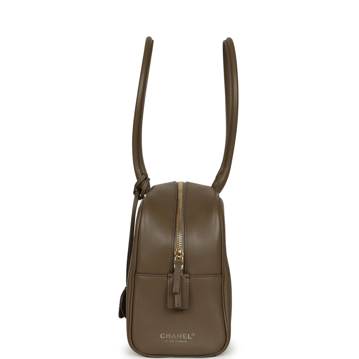 Chanel Large "Perfect Bowling" Bag Dark Khaki Calfskin Gold Hardware