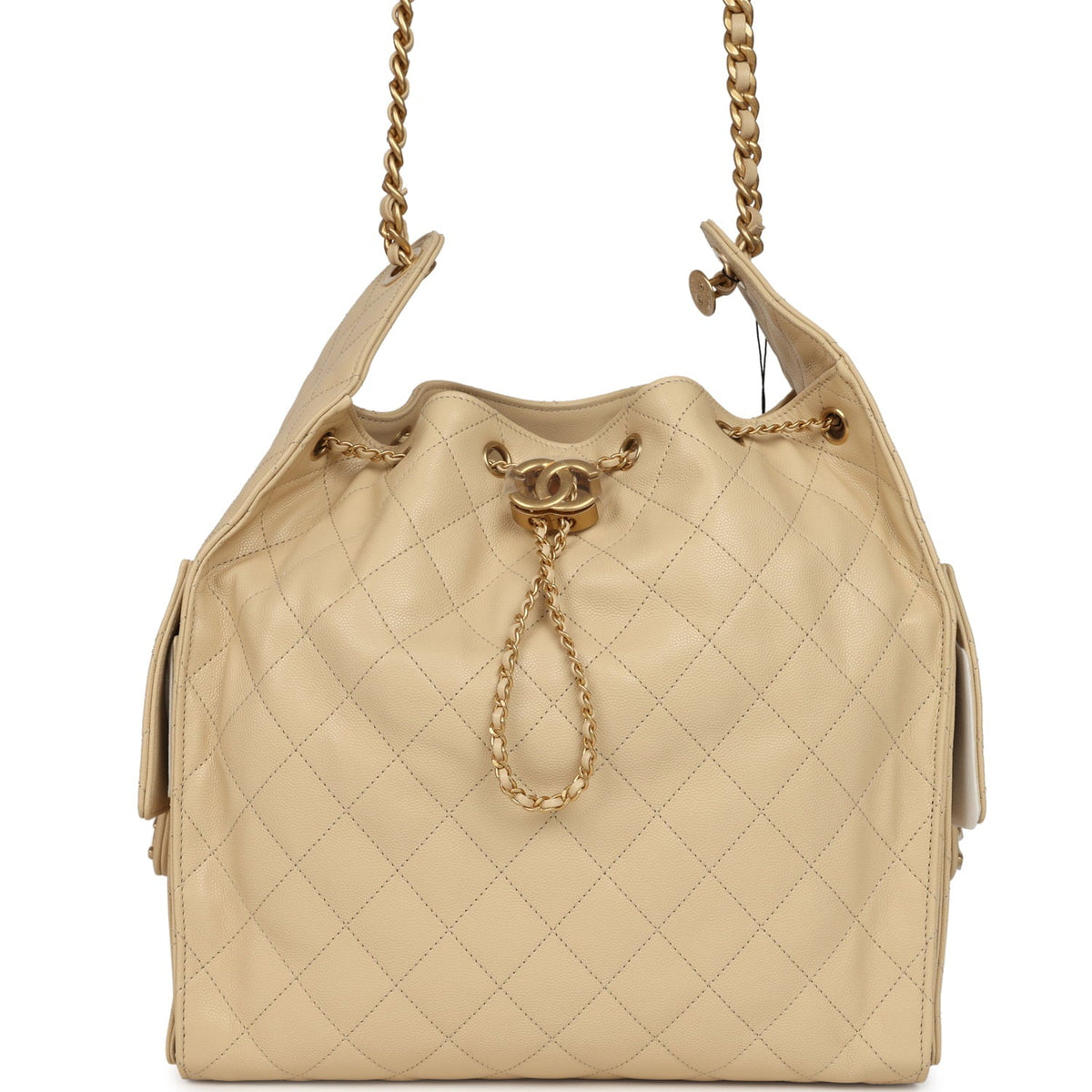 Chanel Medium 25 Hobo Bag Light Beige Caviar Antique Gold Hardware