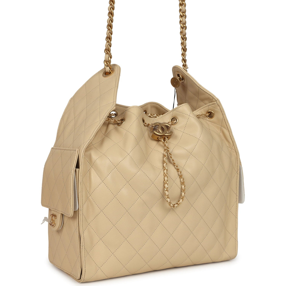 Chanel Medium 25 Hobo Bag Light Beige Caviar Antique Gold Hardware