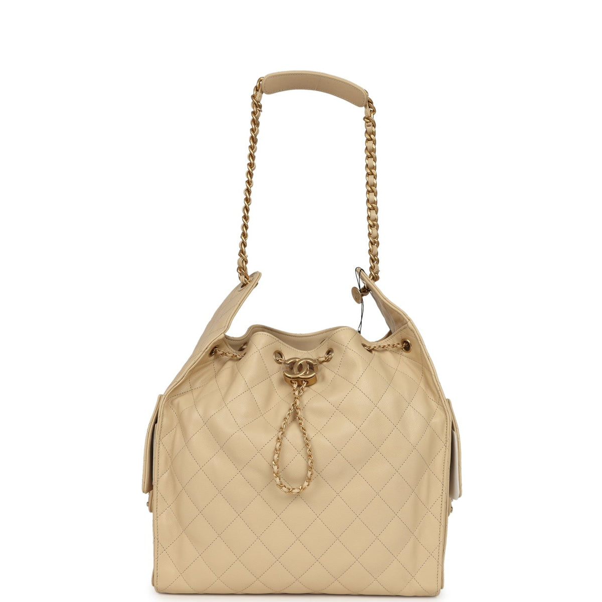 Chanel Medium 25 Hobo Bag Light Beige Caviar Antique Gold Hardware