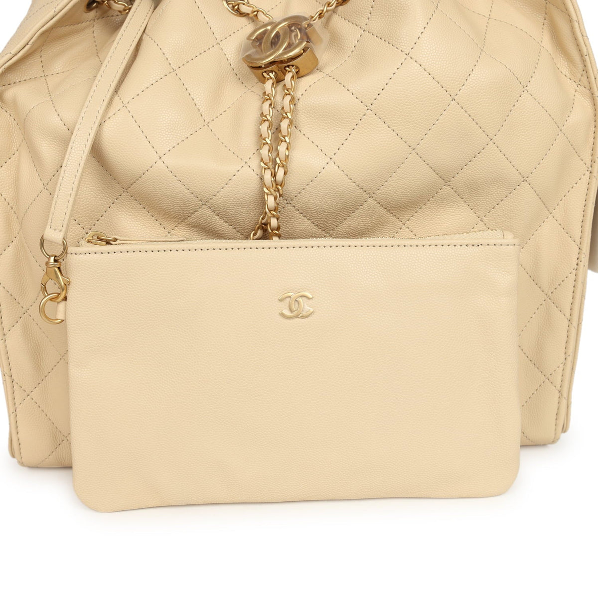 Chanel Medium 25 Hobo Bag Light Beige Caviar Antique Gold Hardware