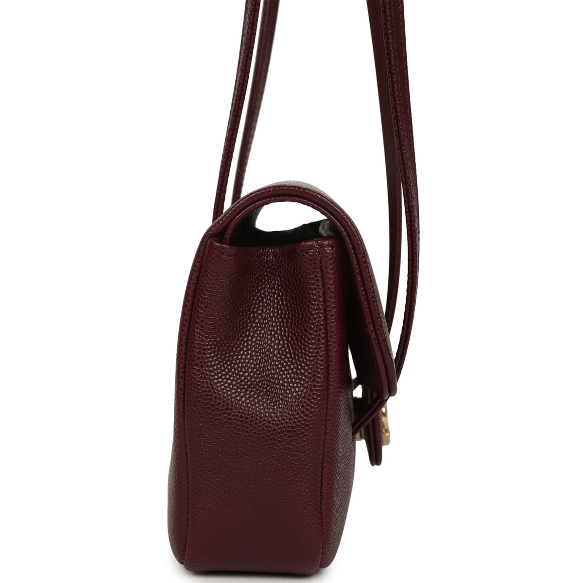 Chanel Mini Preppy Coco Clutch with Straps Dark Burgundy Shiny Caviar Brushed Gold Hardware