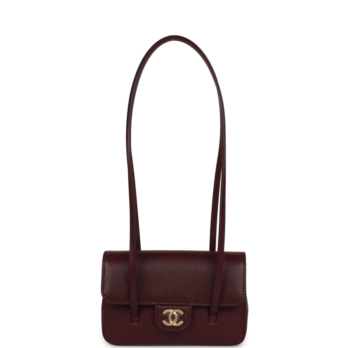 Chanel Mini Preppy Coco Clutch with Straps Dark Burgundy Shiny Caviar Brushed Gold Hardware
