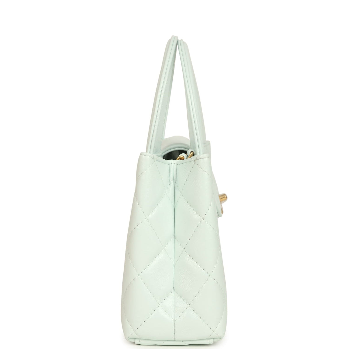 Chanel Small Kelly Shopper Mint Shiny Lambskin Brushed Gold Hardware