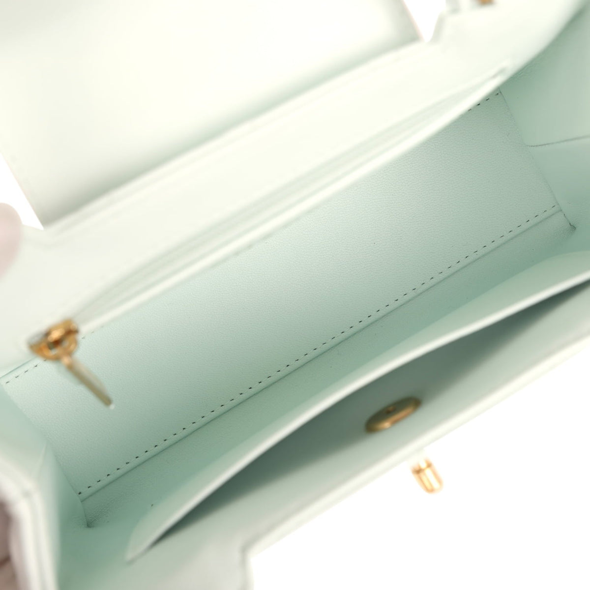 Chanel Small Kelly Shopper Mint Shiny Lambskin Brushed Gold Hardware