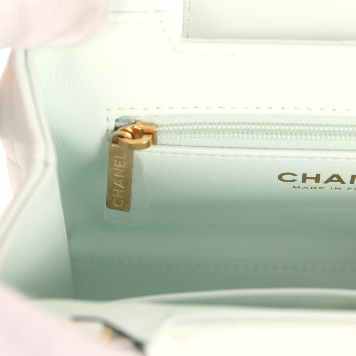 Chanel Small Kelly Shopper Mint Shiny Lambskin Brushed Gold Hardware