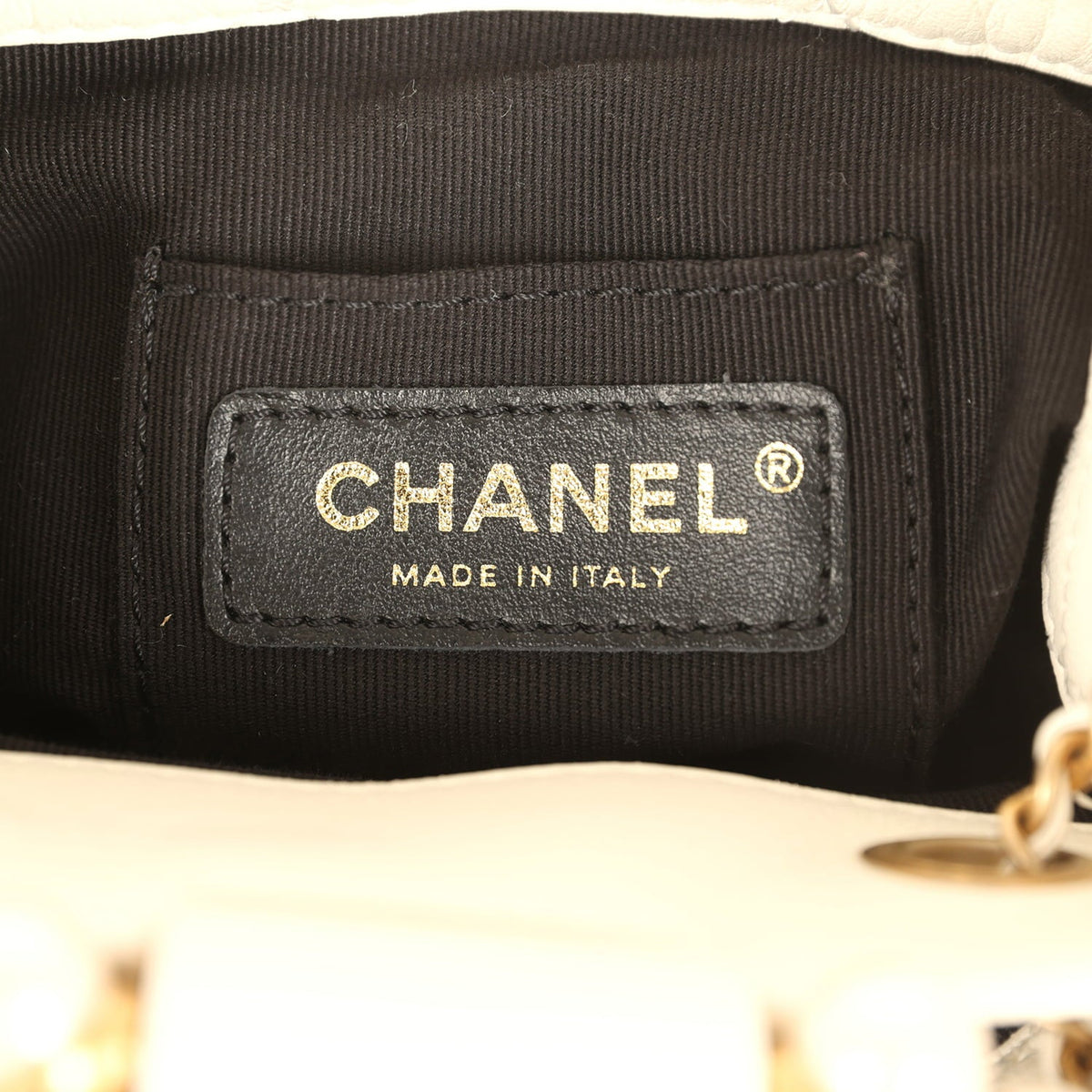 Pre-owned Chanel Mini Pearl Top Handle Bucket Bag White Calfskin Antique Gold Hardware