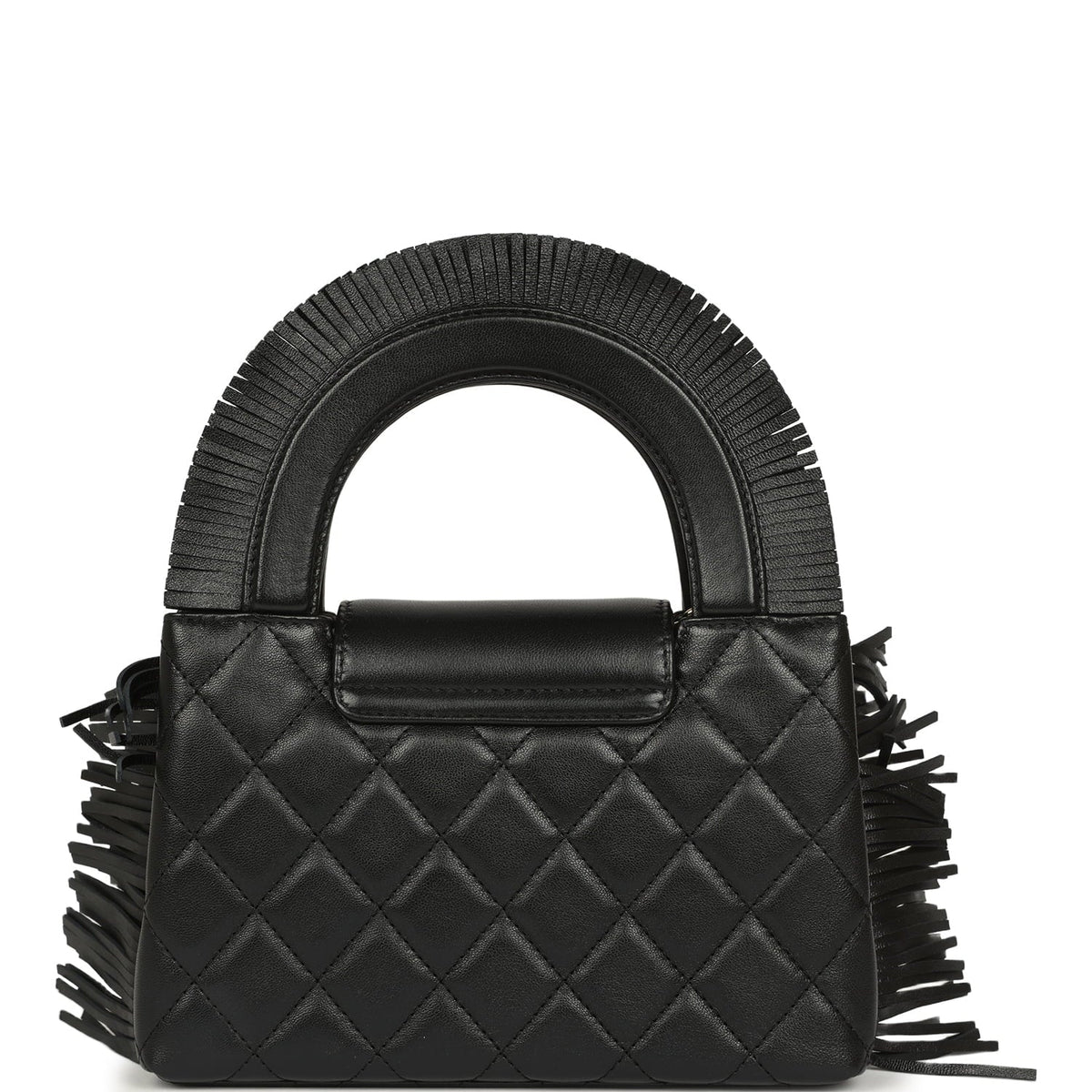 Chanel Small Fringe Kelly Black Lambskin Gold Hardware