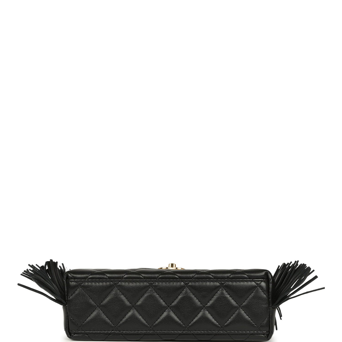 Chanel Small Fringe Kelly Black Lambskin Gold Hardware