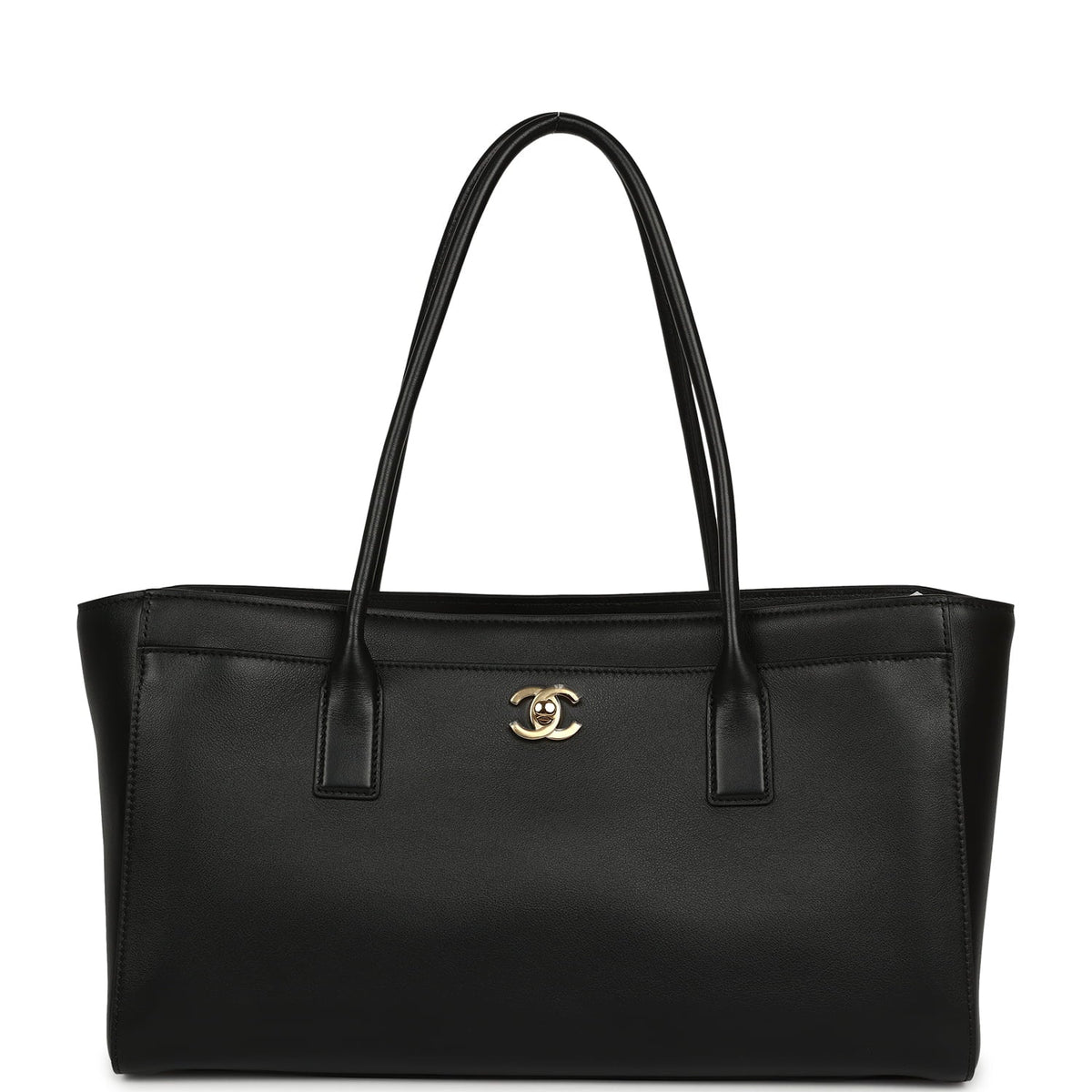 Chanel Small Cerf Shopping Bag Black Calfskin Gold Hardware